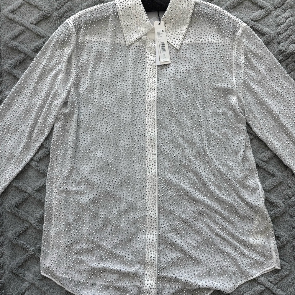 Alice + Olivia White Embellished Top